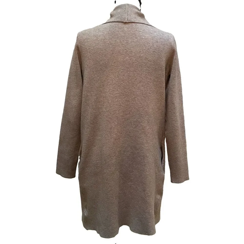 Rachel Zoe Wrap Sweater Jacket S Taupe Asymmetric Drape Cozy Luxury Duster Coat